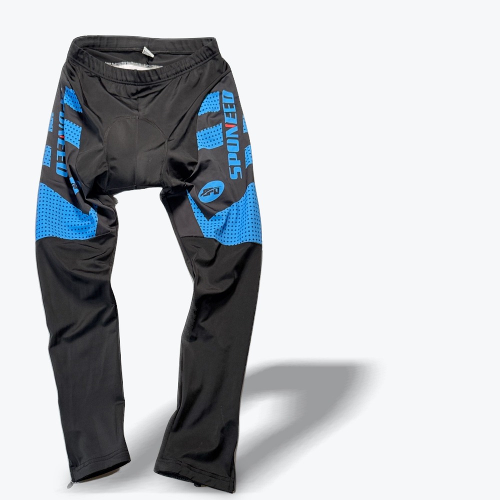Sponeed Mens Padded Cycling Pants Black Blue 4D Gel Padded Biking Tights Size M